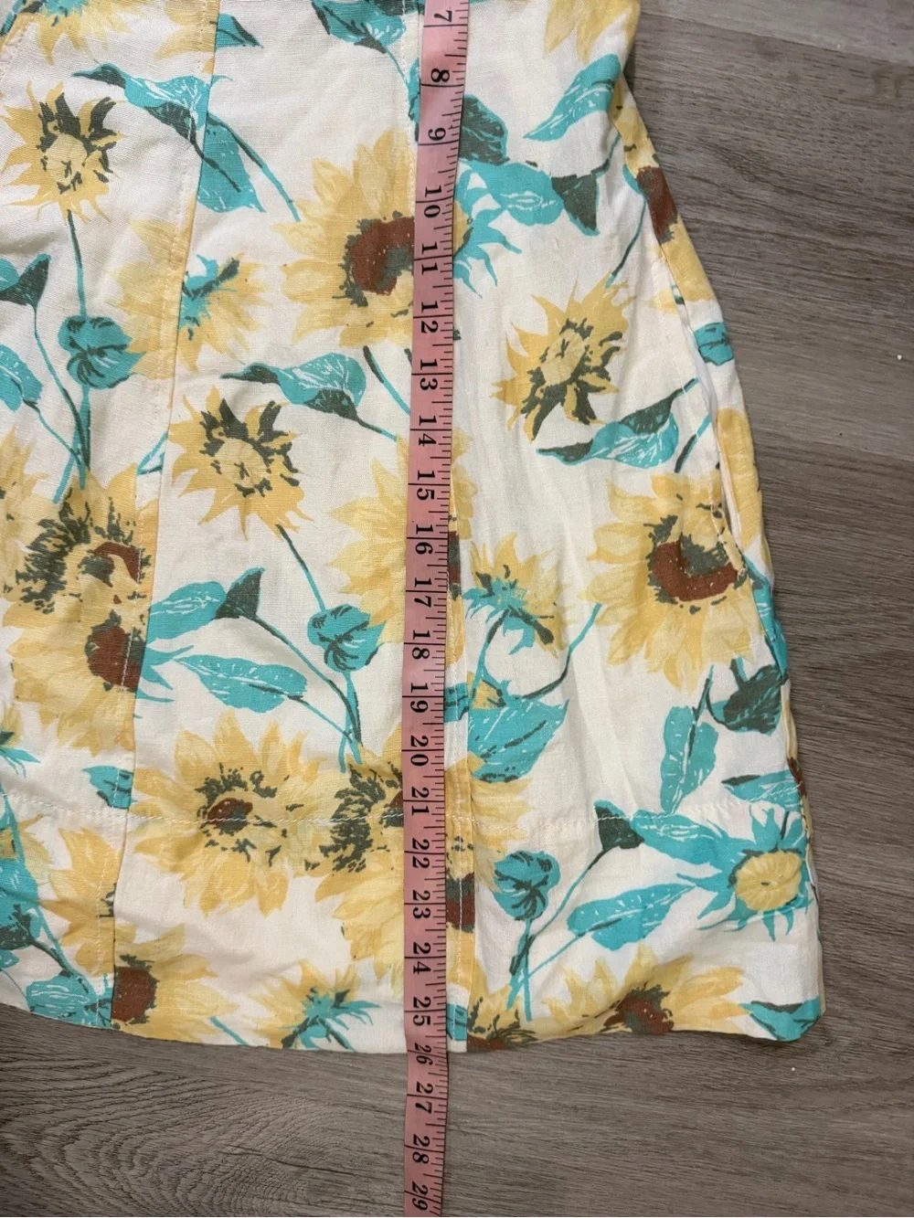 Free People Cream Floral Backless Mini Dress with Teal and Mustard Print - Picture 9 of 9